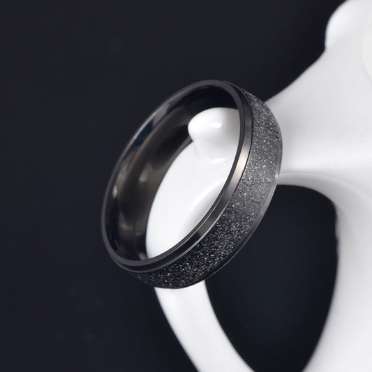 Titanium Steel Double Step Frosted Simple Rings
