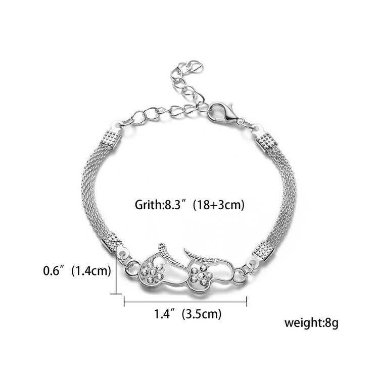 Fashion Animal Sier Plated Owl Butterfly Bracelets