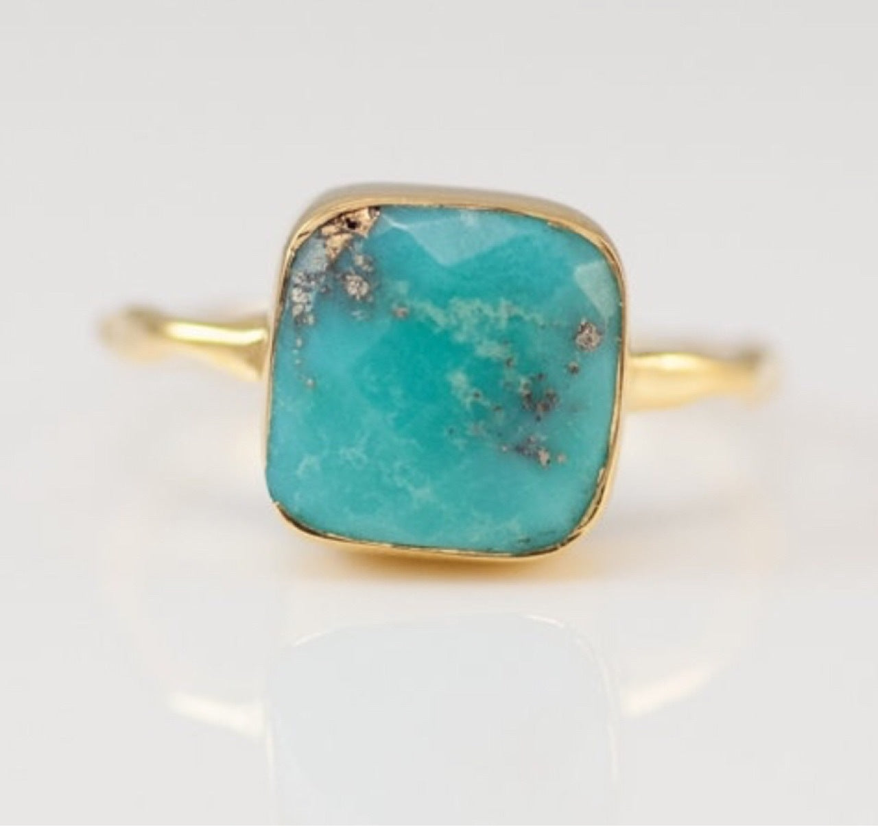 Hand Jewelry Simple Square Turquoise Gold-plated Rings