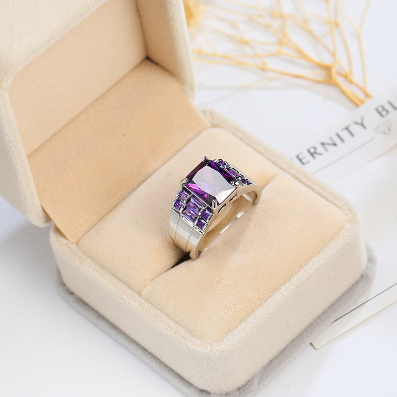 Women's Jewelry Fashion Simple Purple Zircon Wedding Rings
