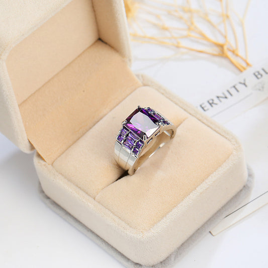 Women's Jewelry Fashion Simple Purple Zircon Wedding Rings