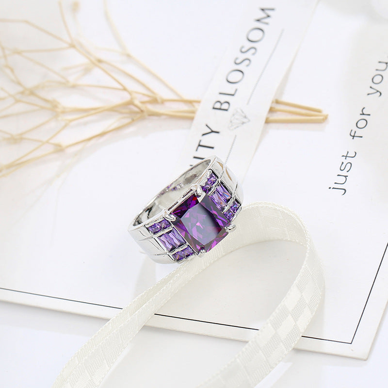 Women's Jewelry Fashion Simple Purple Zircon Wedding Rings