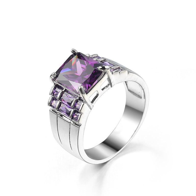 Women's Jewelry Fashion Simple Purple Zircon Wedding Rings