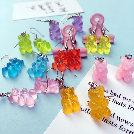 Cartoon Bear Ear Hook Soft Creative Earrings