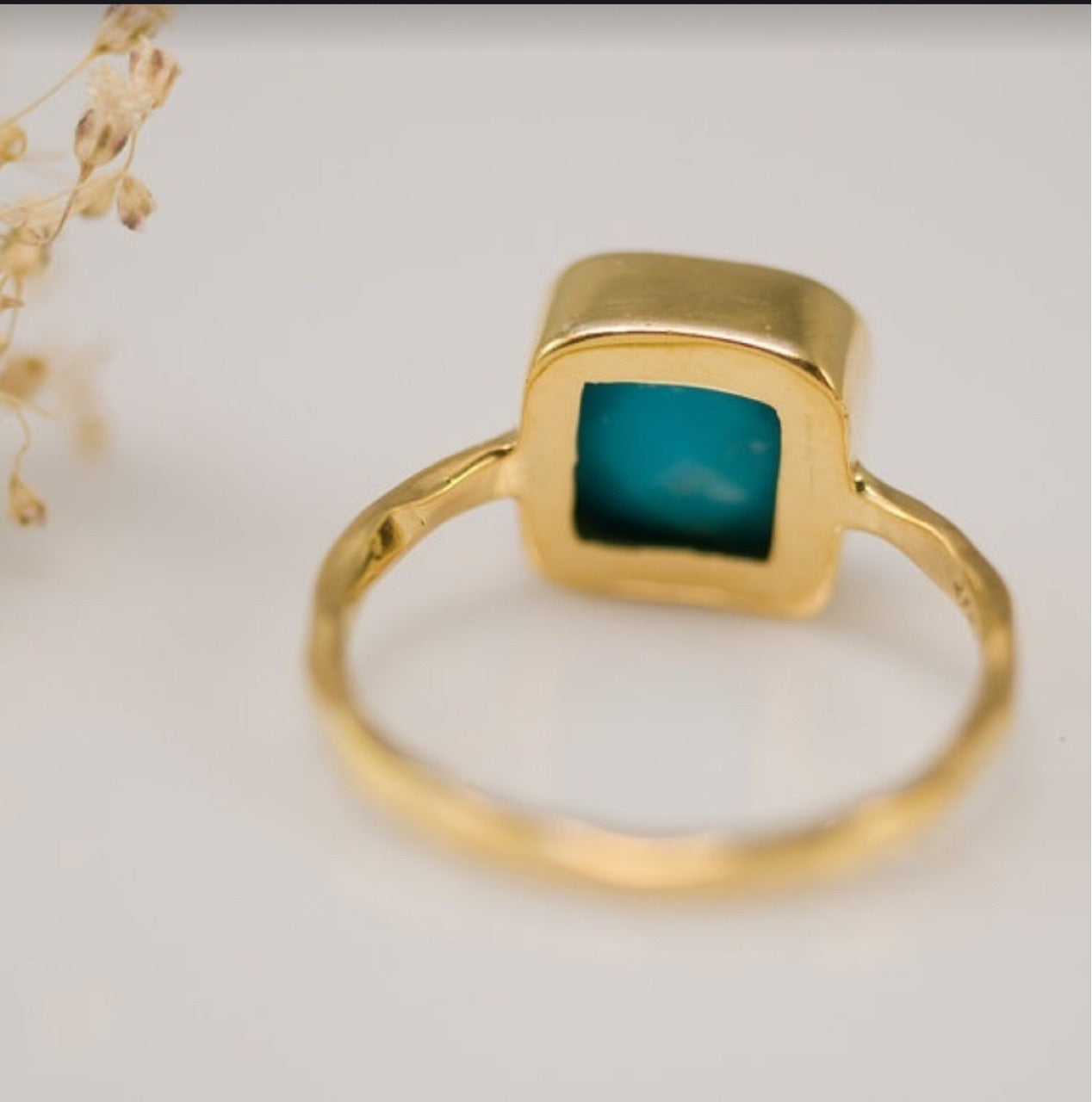 Hand Jewelry Simple Square Turquoise Gold-plated Rings