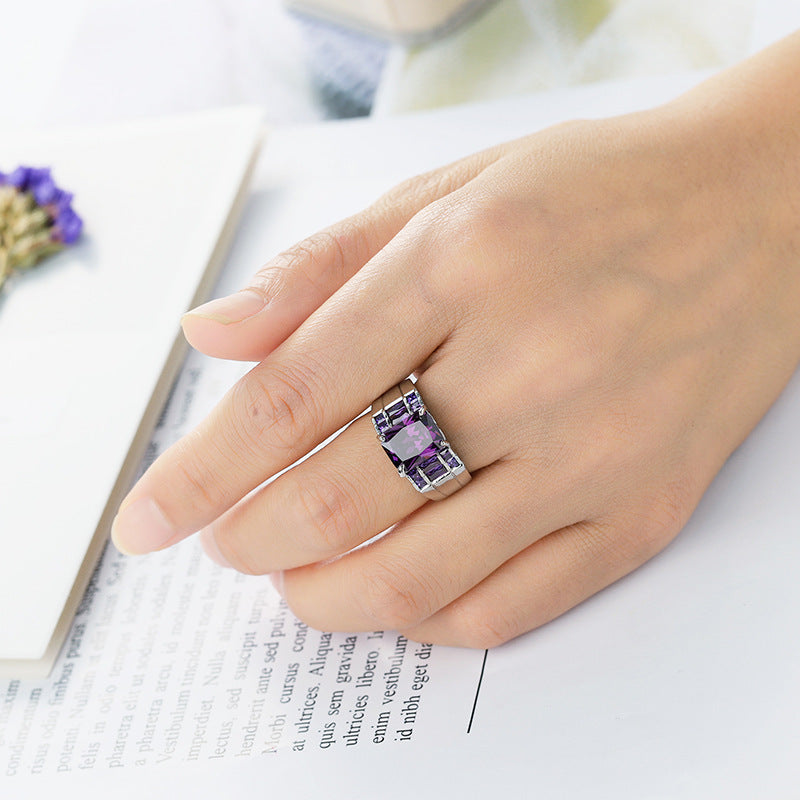 Women's Jewelry Fashion Simple Purple Zircon Wedding Rings