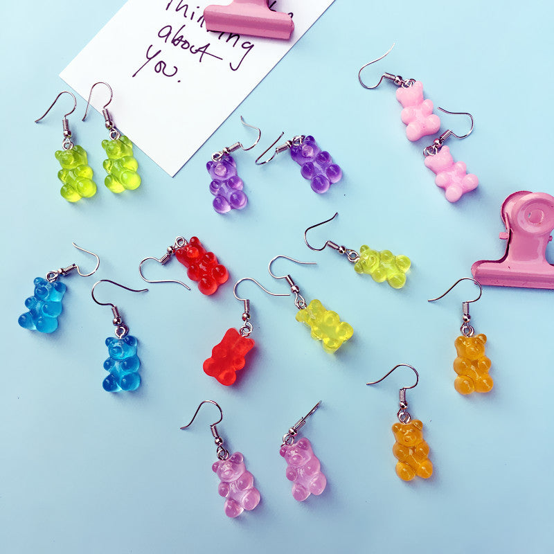 Cartoon Bear Ear Hook Soft Creative Earrings