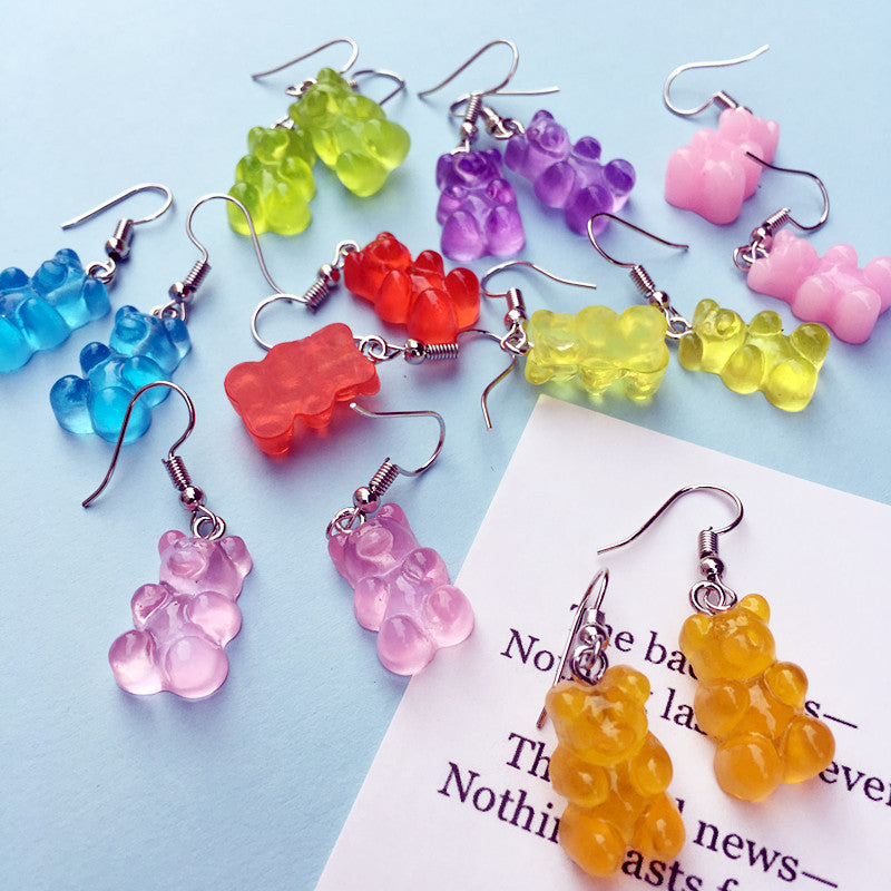 Cartoon Bear Ear Hook Soft Creative Earrings