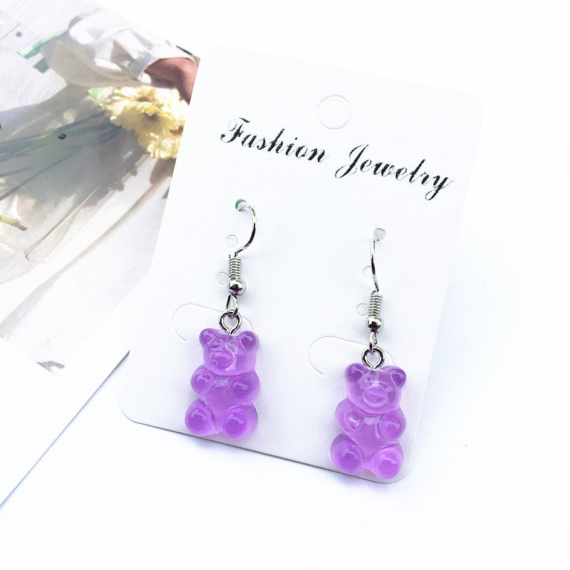 Cartoon Bear Ear Hook Soft Creative Earrings