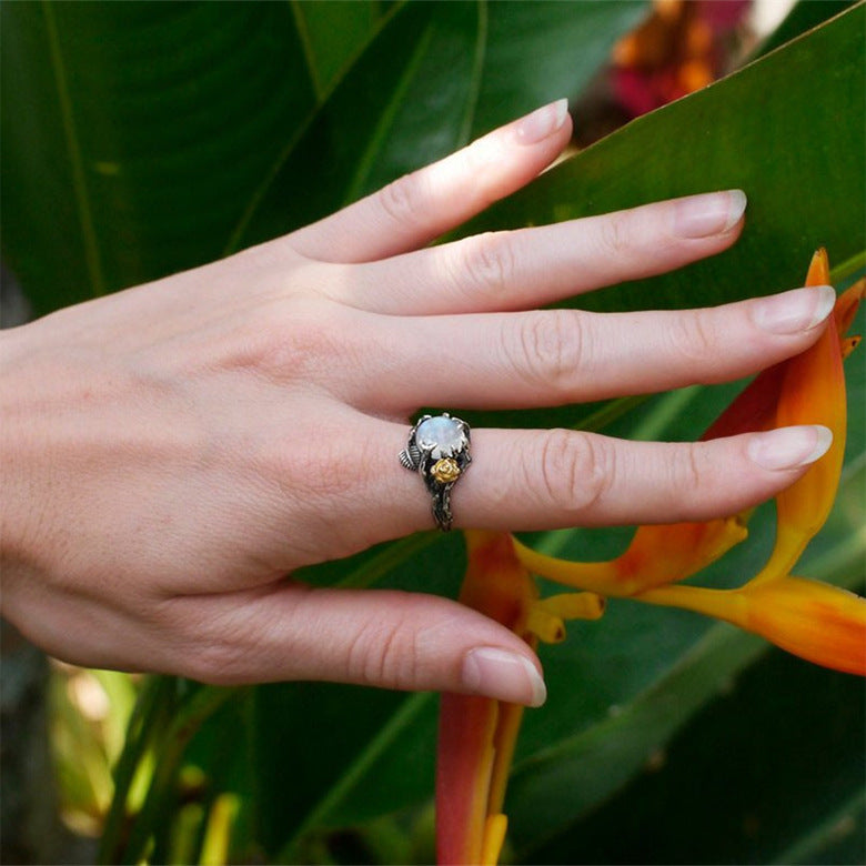 Gold Color Separation Leaf Shaped Synthetic Rings