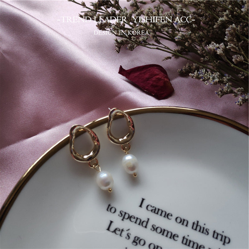 Auricular Needle Fresh Water Pearl Simplicity Wind Sier Pin Rings