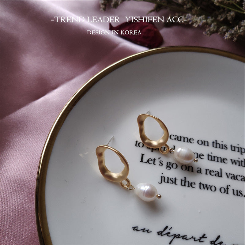 Auricular Needle Fresh Water Pearl Simplicity Wind Sier Pin Rings