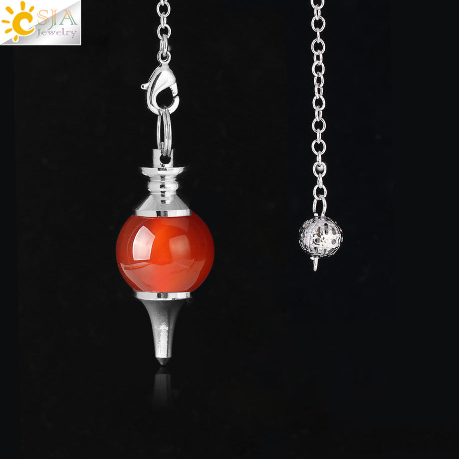 Round White Crystal Amethyst Powder Spirit Pendants