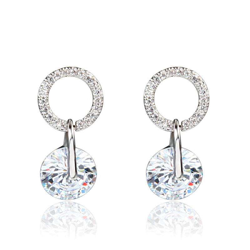 Women's Sier Pin Trendy Super Beautiful Inlaid Zircon Earrings
