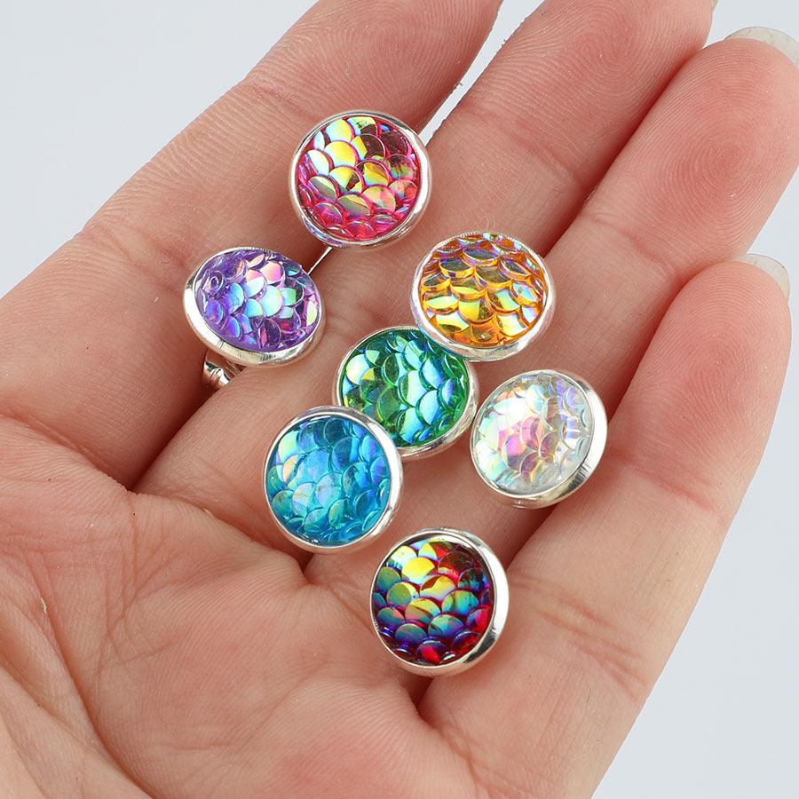 Scale Environmental Protection Colorful Crystals Surface Earrings