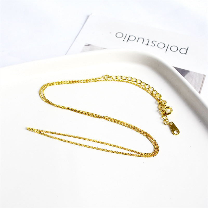 Women's Sier Carven Design Curb Simple Personalized Joker Accessories Necklaces