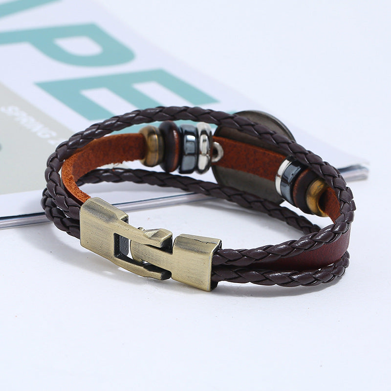 Punk Constellation Cattle Leather Ornament Hand-woven Bracelets