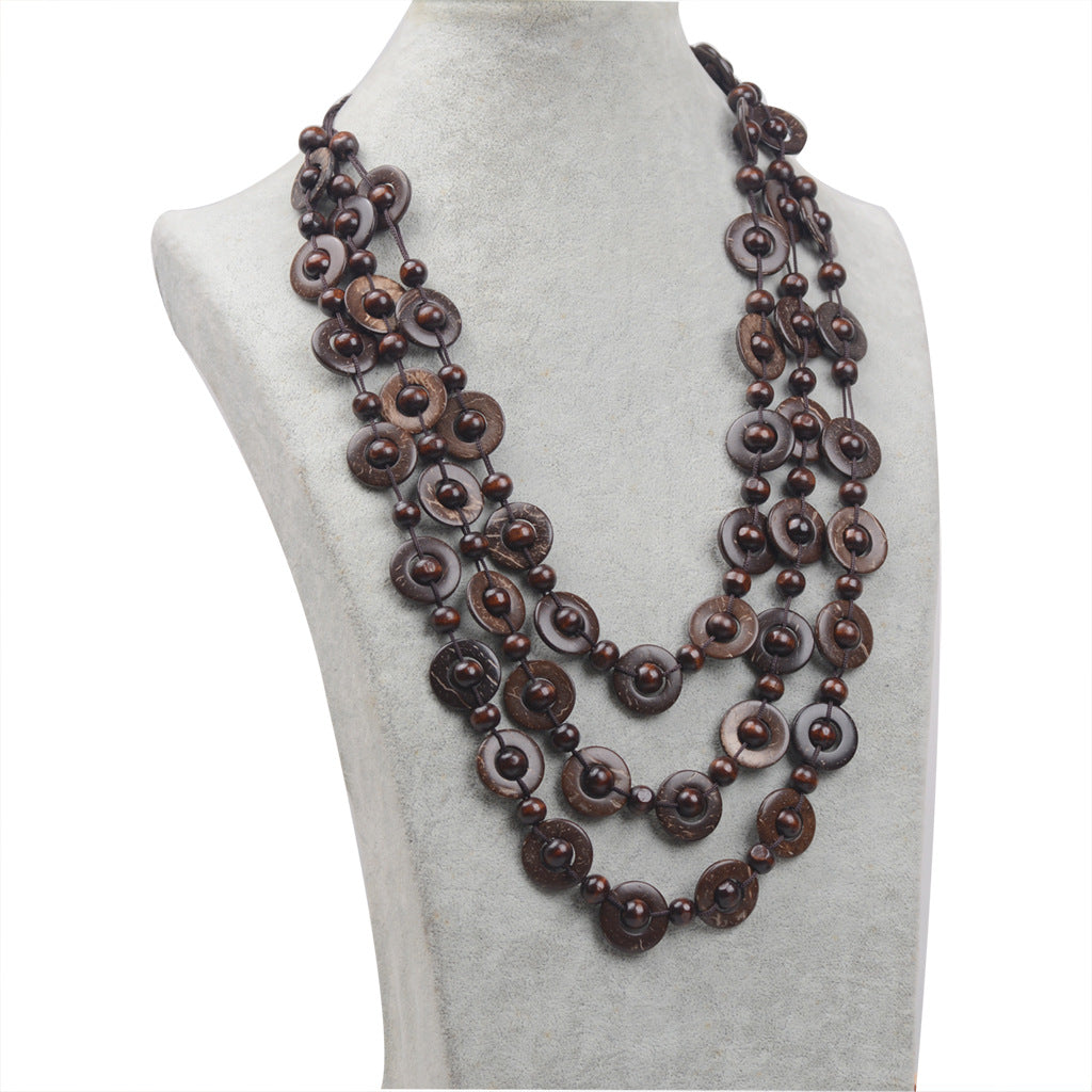 Ethnic Style Beaded Coconut Shell Tribe Necklaces
