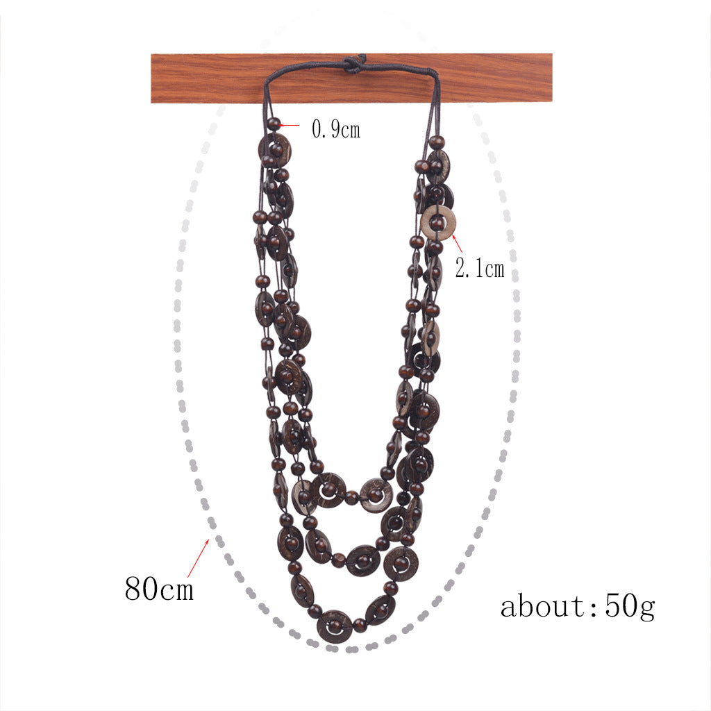 Ethnic Style Beaded Coconut Shell Tribe Necklaces