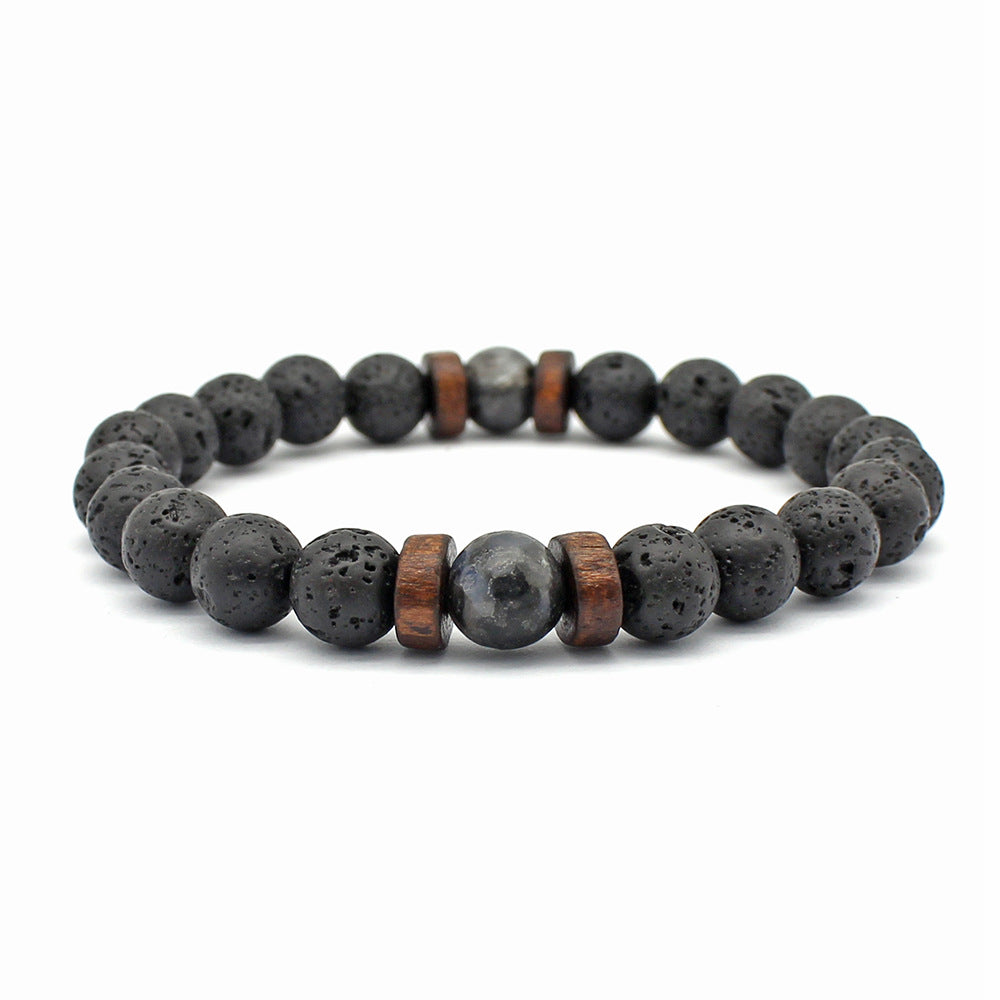 Black Glitter Wooden Bead Ornament Lava Bracelets
