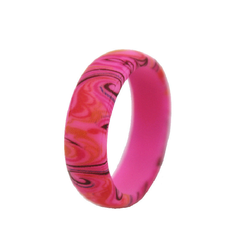 Women's Silica Gel Wide Paisley Pattern Printed Rings