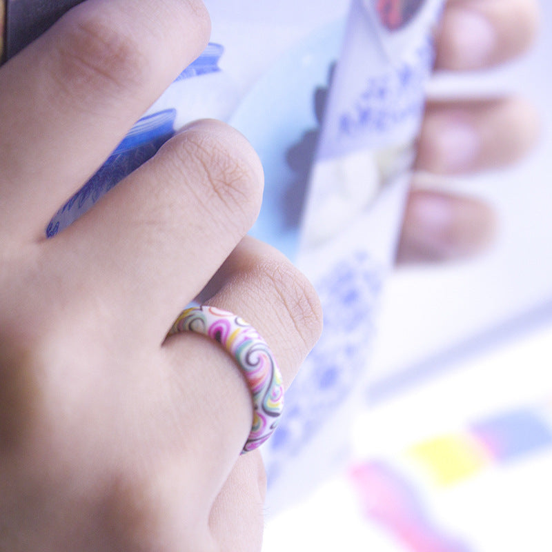 Women's Silica Gel Wide Paisley Pattern Printed Rings