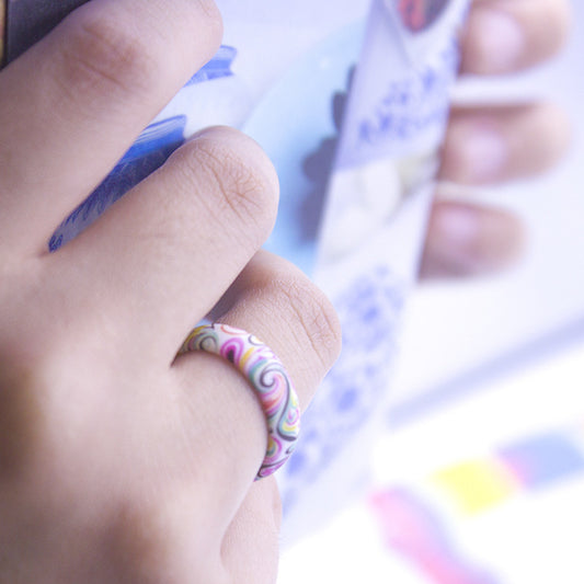 Women's Silica Gel Wide Paisley Pattern Printed Rings