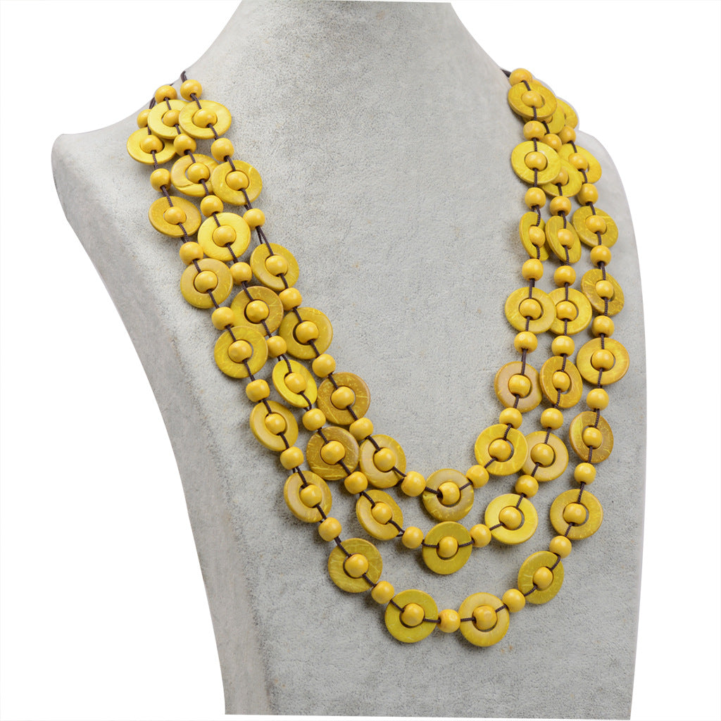 Ethnic Style Beaded Coconut Shell Tribe Necklaces