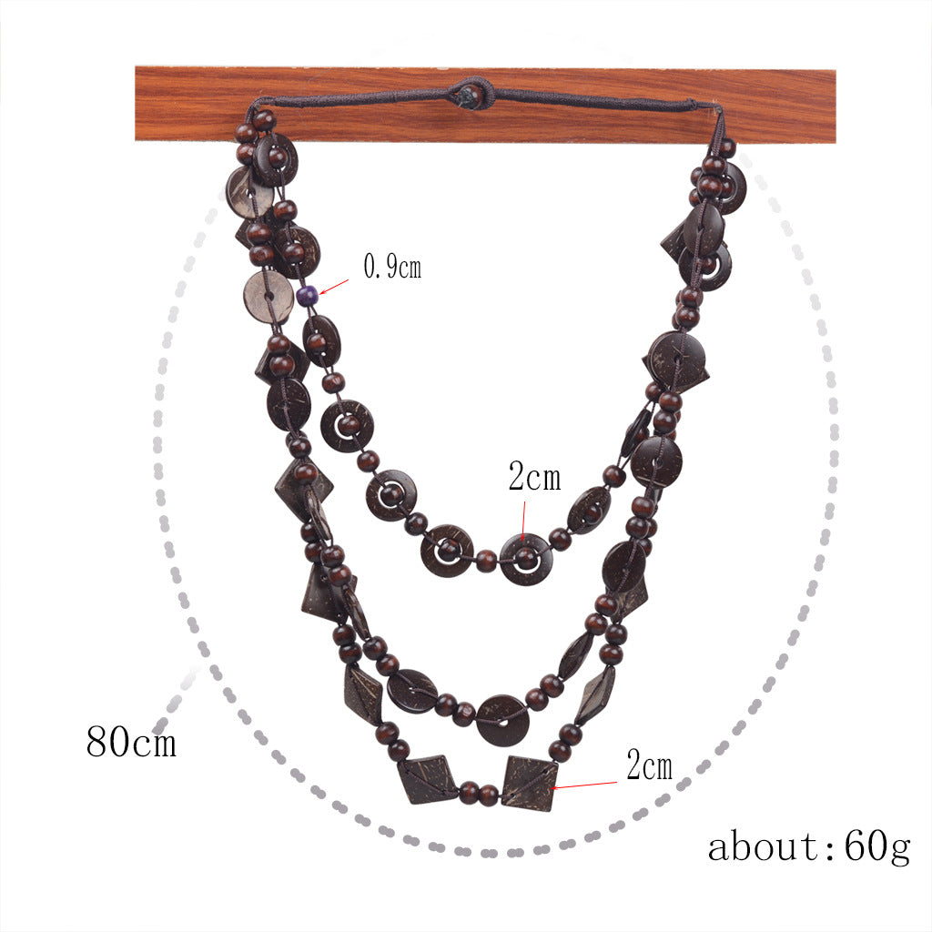 Ethnic Style Beaded Coconut Shell Tribe Necklaces