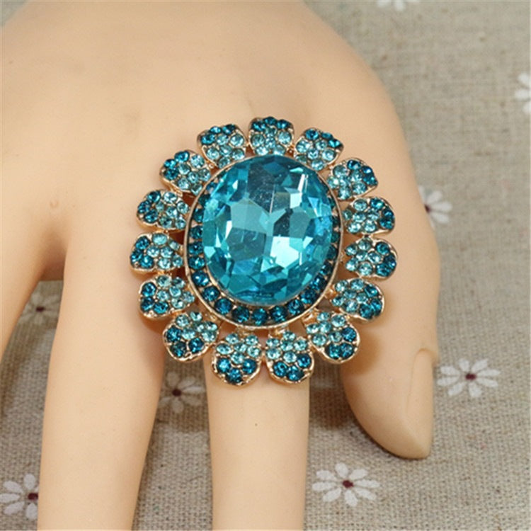 Luxury Crystal Glass Open Adjustable Fashion Rings