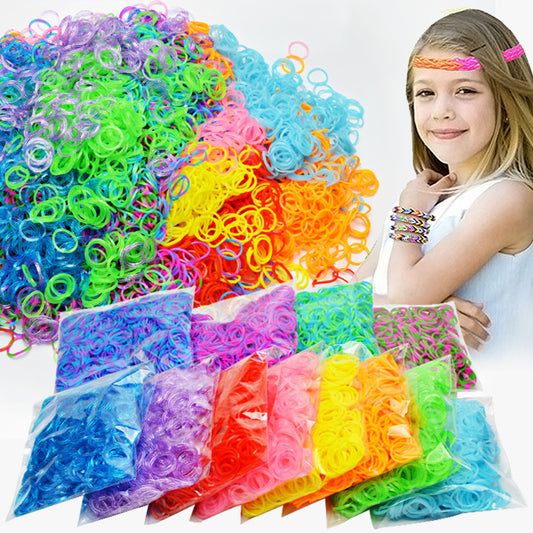 Bulk Solid Color Rubber Band Rainbow Bracelets