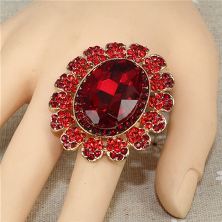 Luxury Crystal Glass Open Adjustable Fashion Rings