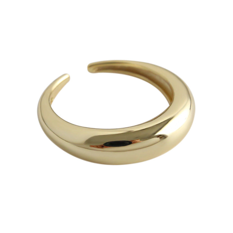 Women's Korean Elegant Sier Simple Geometric Arc Rings