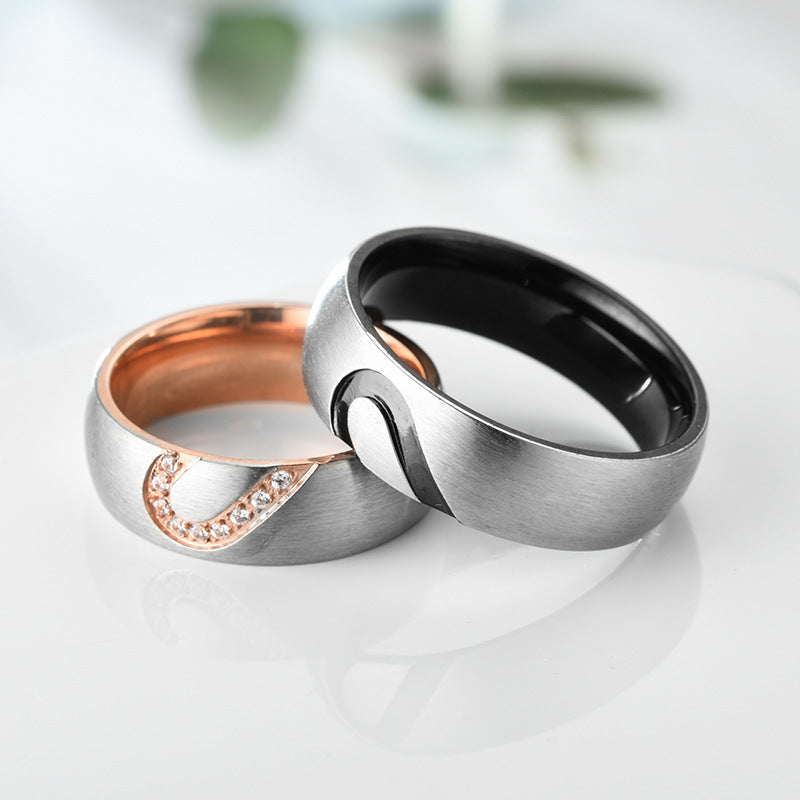 Source Fashion Love Heart Heart-shaped Couple Rings
