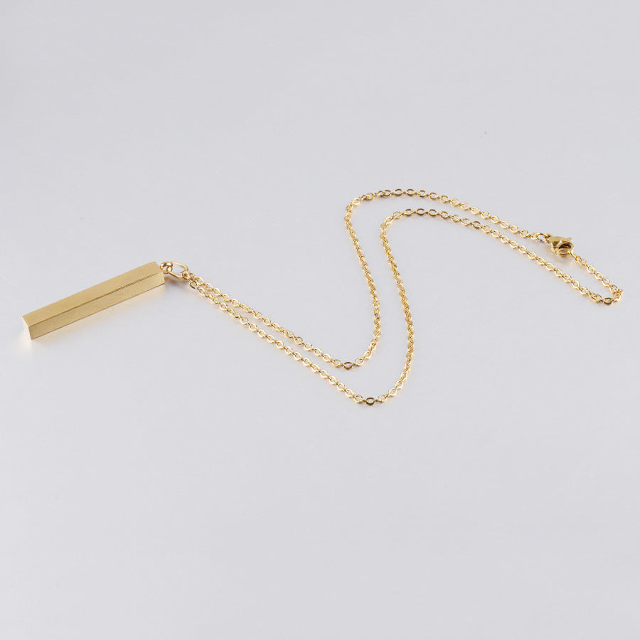 Engraved Long Mirror Stainless Steel Three-dimensional Necklaces