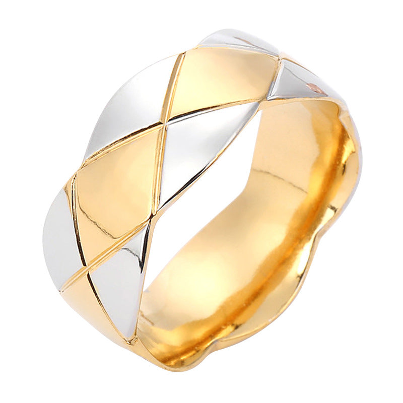 Wavy Edge Batch Flower Diamond Stainless Rings