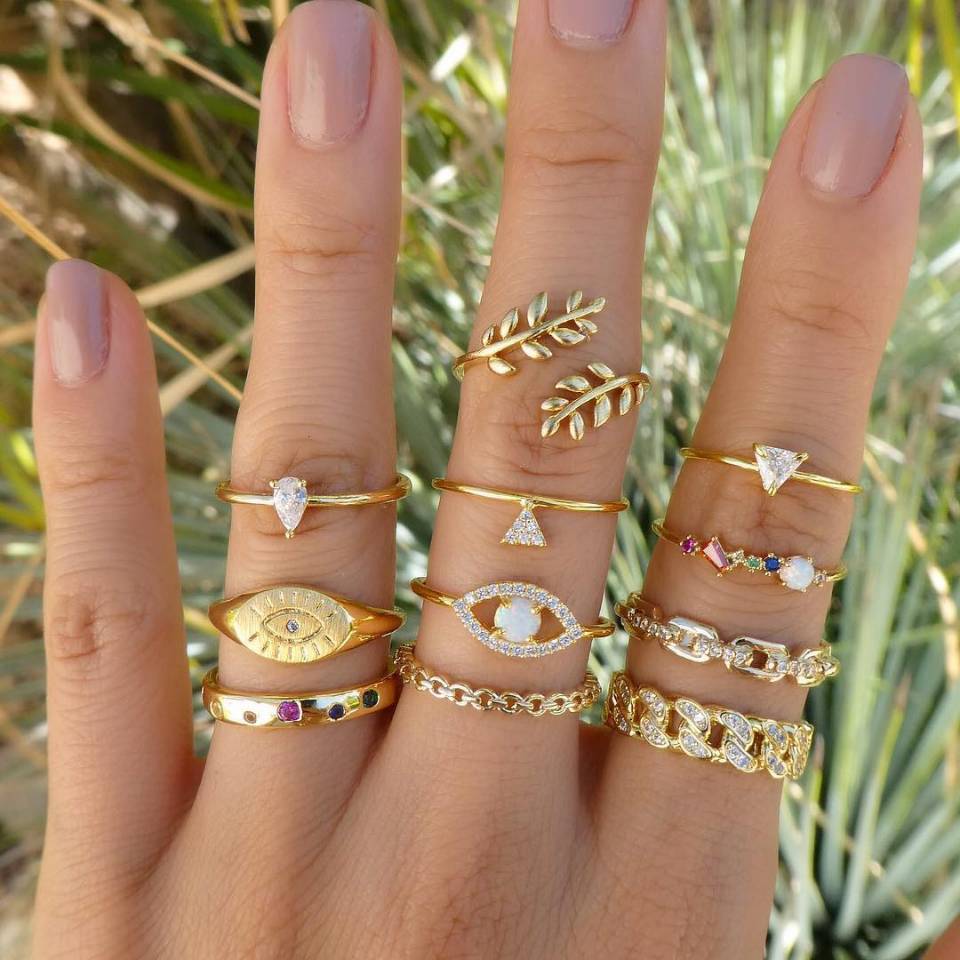 Crystals Knuckle Water Drop Imitation Opal Rings