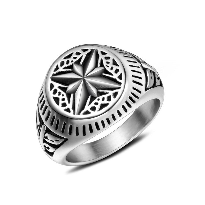 Women's & Men's Titanium Steel Fashion Rice Character Design Rings