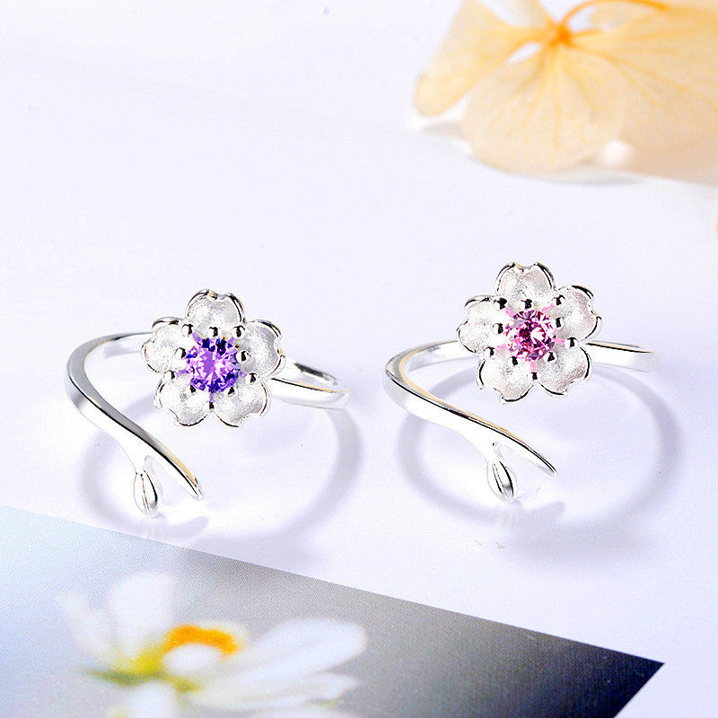 Flower Female Korean Personalized Small Fresh Diamond Rings