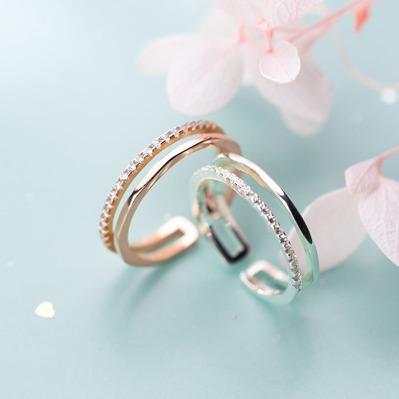 Female Style Simple Fresh Double Layer Rings