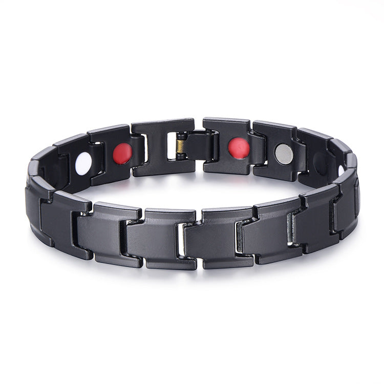 Men's Coffee Billion Ornament Magnetic Therapy Hematite Titanium Bracelets