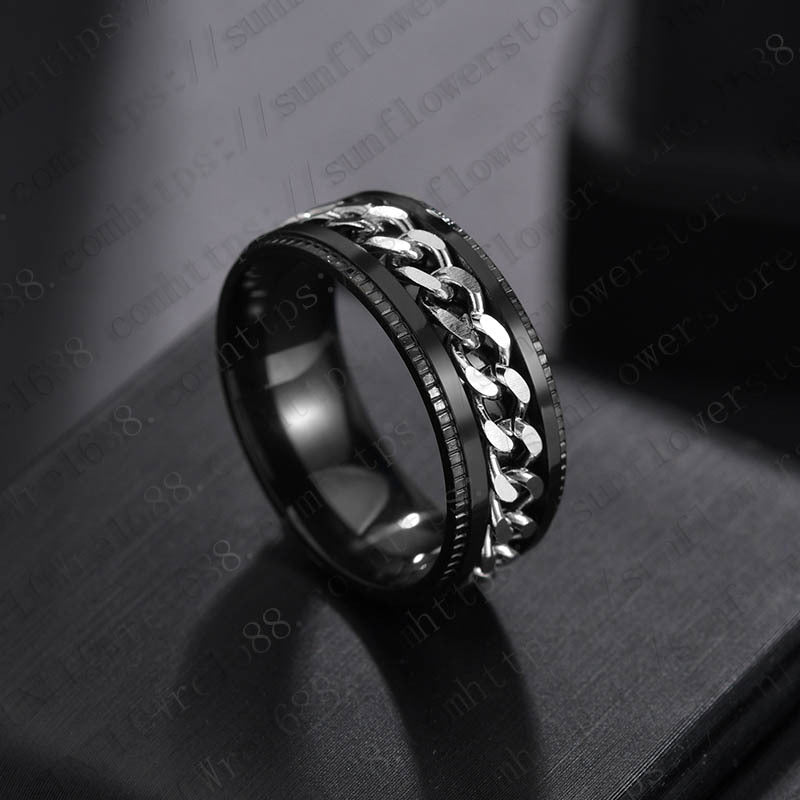 Men's Stainless Steel Rotating Decompression Chain Titanium Cool Rings
