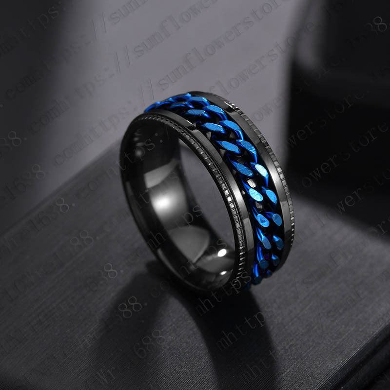 Men's Stainless Steel Rotating Decompression Chain Titanium Cool Rings