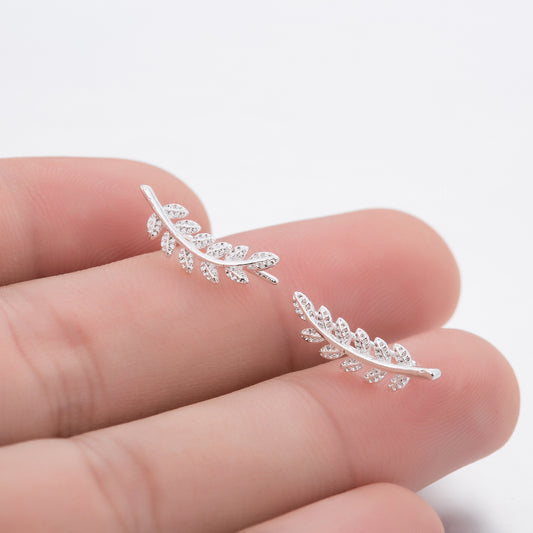 Women's Bohemian Ethnic Micro Gold Feather Simple Earrings