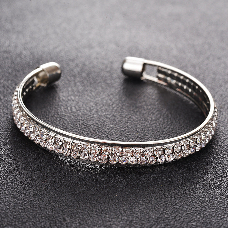 Women's High Quality Popular Rose Gold Sier Diamond 2 Bracelets