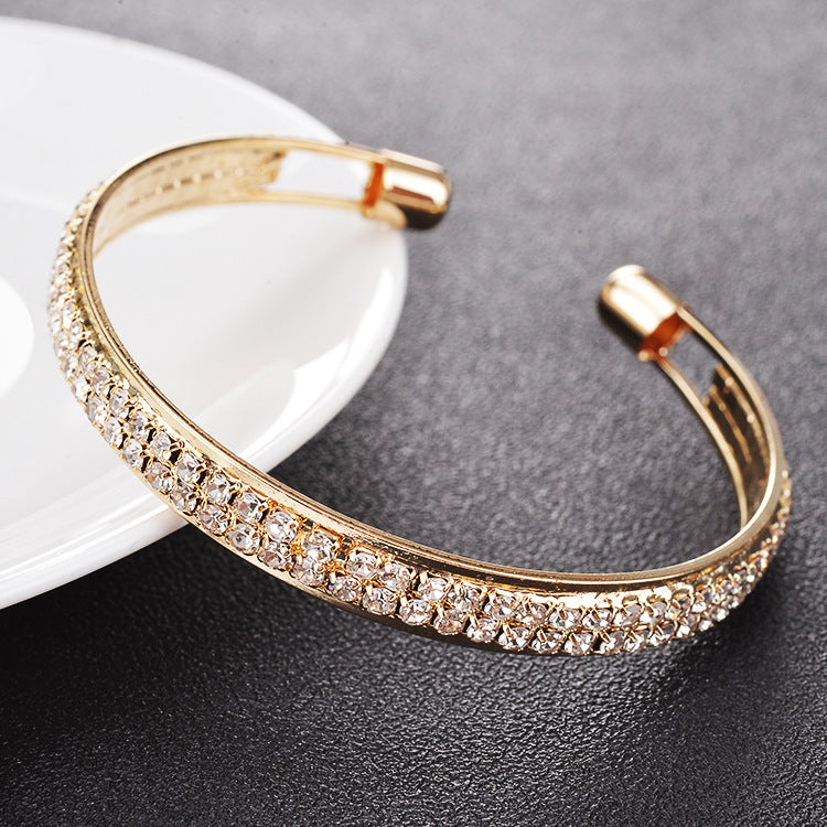 Women's High Quality Popular Rose Gold Sier Diamond 2 Bracelets