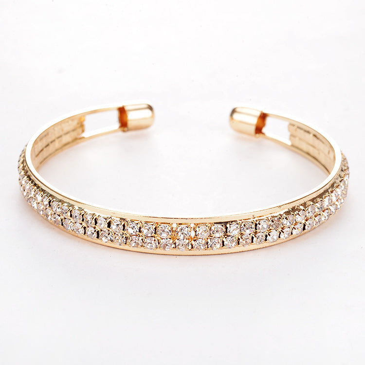 Women's High Quality Popular Rose Gold Sier Diamond 2 Bracelets
