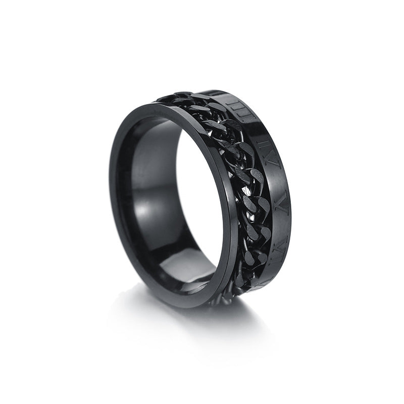 Men's Stainless Steel Rotating Decompression Chain Titanium Cool Rings