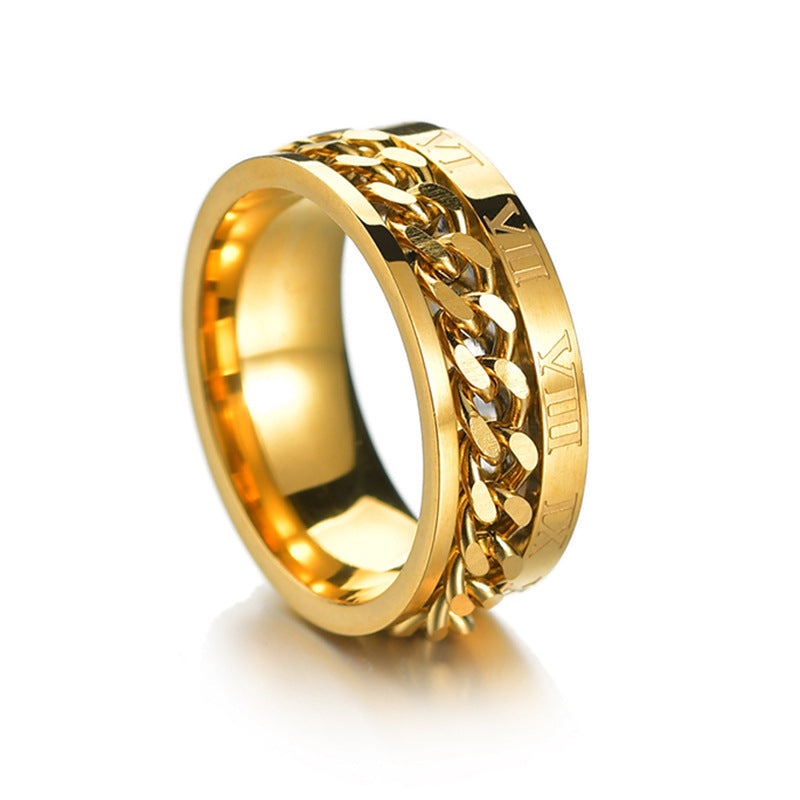 Men's Stainless Steel Rotating Decompression Chain Titanium Cool Rings
