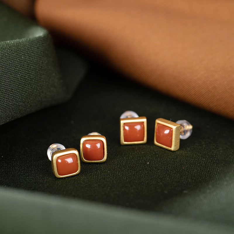 Sier Sterling Retro Personality Ladies Geometric Gold-plated Earrings